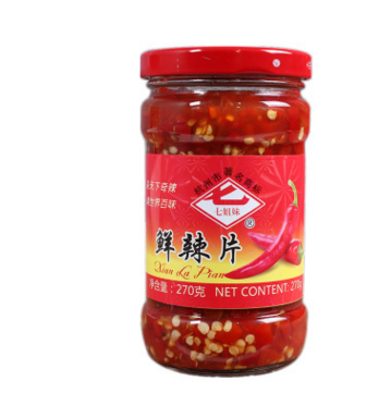 【七姐妹】厂家直销 临安特产 特色调味品 不辣的辣片 火锅料图2