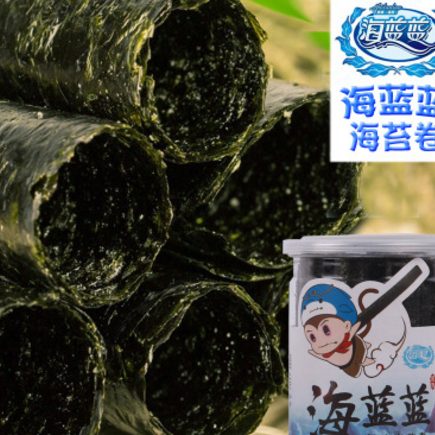 【海蓝蓝】18g罐装海苔卷儿童休闲海苔零食品即食紫菜卷厂家直销图2