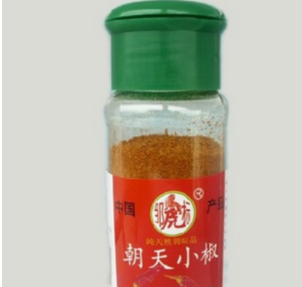 供应朝天小椒30g塑料瓶装辣椒粉 虎牌调味品烧烤调料配料批发60瓶一箱