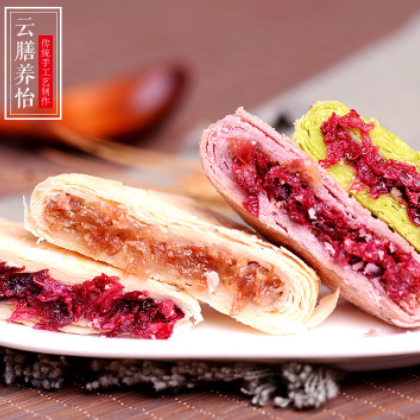 鲜花饼礼盒装500g 云南特产 玫瑰味现烤鲜花饼 传统糕点图2