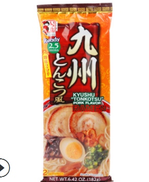日本进口 五木九州骨汤拉面两人份煮面挂面 猪骨味带料包182g/袋图1