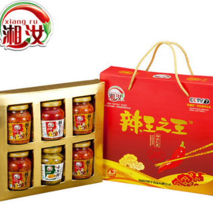 调味品湘汝大礼盒装剁椒片泡椒小米辣+香蒜蒜蓉辣椒酱湖南特产图2