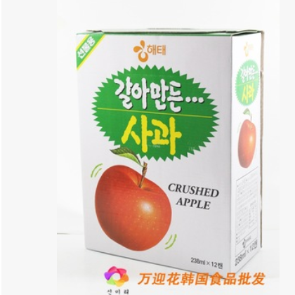 韩国进口饮品 海太苹果果肉果汁浓缩饮料 238ml*12*6