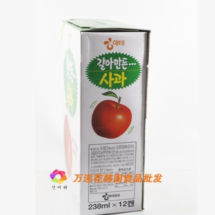 韩国进口饮品 海太苹果果肉果汁浓缩饮料 238ml*12*6图2