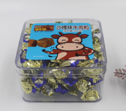 休闲食品 100g沙嗲味牛肉粒 塑料盒装糖果牛肉粒 果自源食品图2