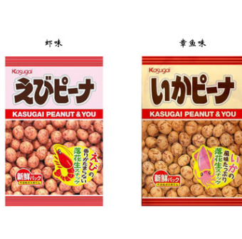 日本进口零食春日井制菓 虾味脆皮花生 鱿鱼味脆皮花生12包/箱图2