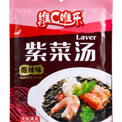 维C唯乐速食紫菜汤65g热水冲泡鲜虾大骨酸辣香菇方便即食紫菜汤包图2