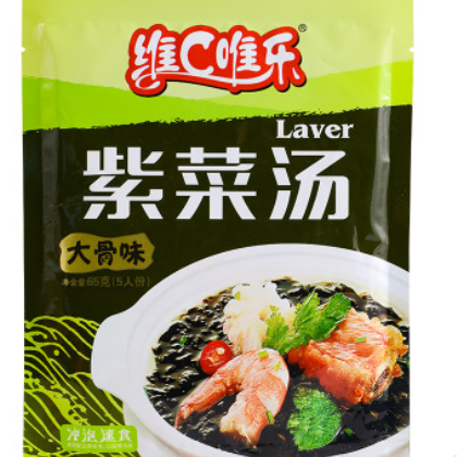 维C唯乐速食紫菜汤65g热水冲泡鲜虾大骨酸辣香菇方便即食紫菜汤包图3