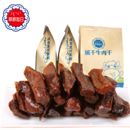 牛肉干 内蒙特产草原旭日手撕风干牛肉干230g 休闲零食小吃牛肉条图2