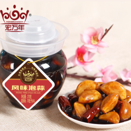 宏万年370g*12罐装泡蒜腊八蒜酱菜泡大蒜腌蒜咸蒜泡菜图2