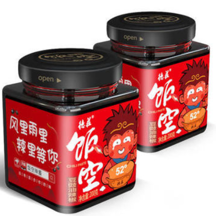 德庄饭空辣酱52度高辣下饭酱拌饭酱200g*24瓶拌面酱川味香辣椒酱图1