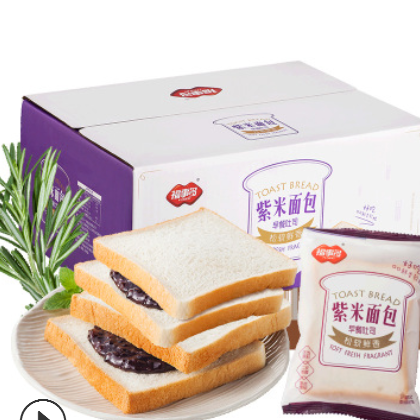 福事多手撕面包1kg原味红豆菠萝味早餐食品吐司面包整箱批发代发图2