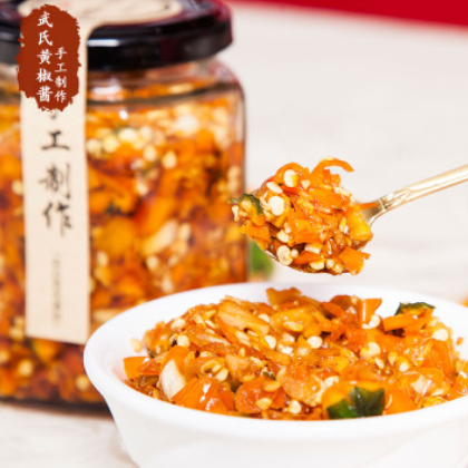 武氏黄椒酱大蒜辣鲜香纯手工制作赣南特色拌饭拌面纯天然批发图3