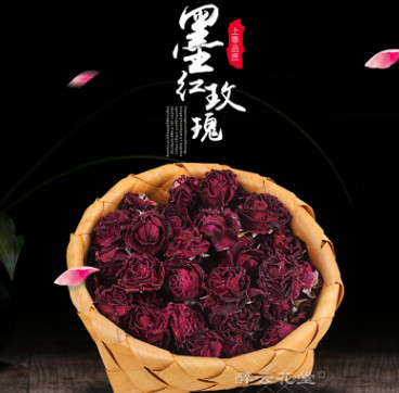 供应批发墨红玫瑰花冠王花果茶精选烤干大朵新鲜食用罐装墨红玫瑰图1
