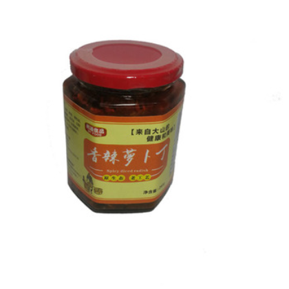 广西民通食品香辣萝卜丁拌饭酱下饭菜调味品萝卜干玻璃瓶装260克图2