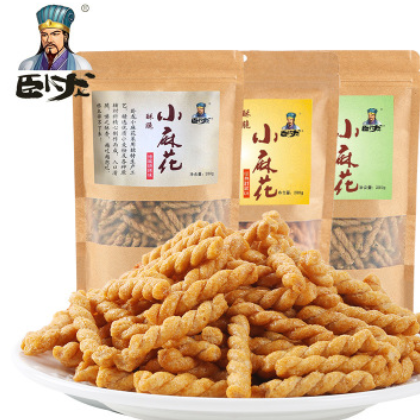 卧龙手工小麻花280g多口味网红小辫散装批发休闲零食香酥咪批发