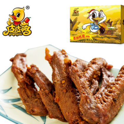 肉类零食批发 皮皮鸭卤味鸭翅37g*9包湖北特产休闲食品香辣鸭翅图3