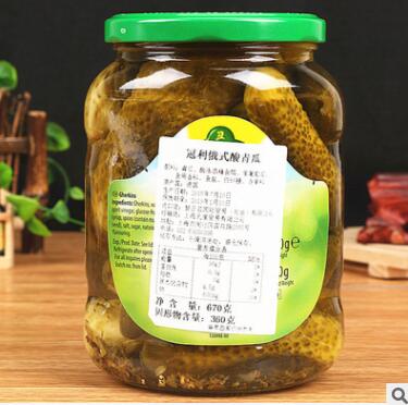 德国冠利俄式酸青瓜12*670g 腌黄瓜罐头松脆酸黄瓜批发图2