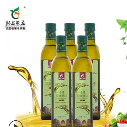 烹饪型 一级冷榨亚麻籽油 500ml*5礼盒装 厂家直销深色避光玻璃瓶图2