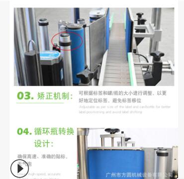 全自动不干胶玻璃圆瓶塑料瓶单面贴标机图2