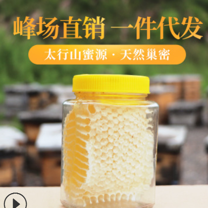 产地直销荆条蜂巢蜜 蜂窝蜜农家土蜂蜜原生态蜂巢蜜250g瓶装封盖图3