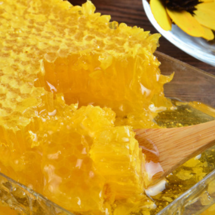 内蒙古百花蜜蜂巢蜜农家自产黑蜂蜜嚼着吃蜂蜜盒装500g蜂巢图2