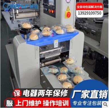北京充氮气面包包装机 小蛋糕带托盘包装机配自动打码机