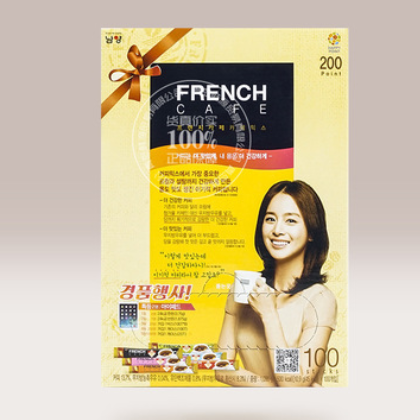 韩国进口南阳富燃池FRENCH三合一速溶咖啡盒装10.9g*100条批发图1