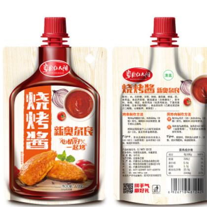 草原红太阳烧烤酱 黑胡椒 香辣 原味 奥尔良烧烤刷酱110g*60袋图2