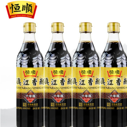 【镇江特产】恒顺香醋六年陈醋 纯粮酿造蘸食调味580ml*12瓶整箱