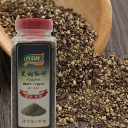 百菜鲜黑胡椒碎500g黑椒碎细黑胡椒粉披萨烘焙生排配料西餐调味料图2