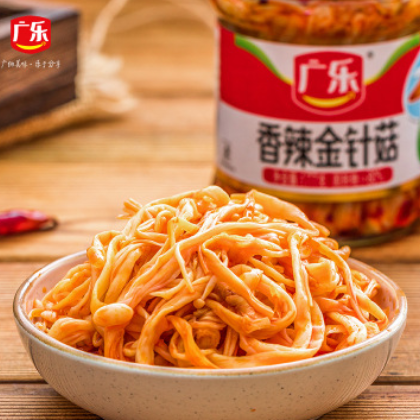 广乐香辣金针菇177g瓶装开胃下饭菜早餐咸菜小吃休闲红油香菇榨菜图2