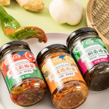 【工厂直销】网红爆款彩椒酱辣椒酱香椿酱下饭酱*200g 可一件代发图3
