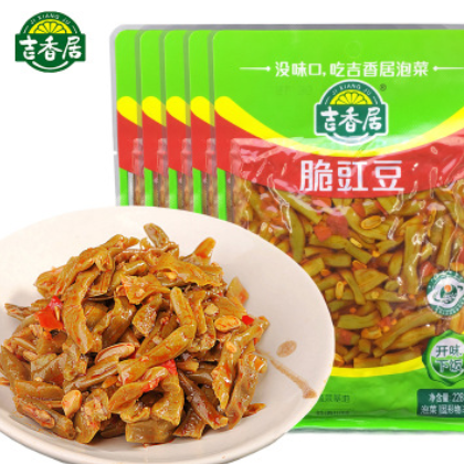 吉香居脆豇豆228g红油酸豆角香辣下饭菜腌咸菜开味小菜整箱包邮图3