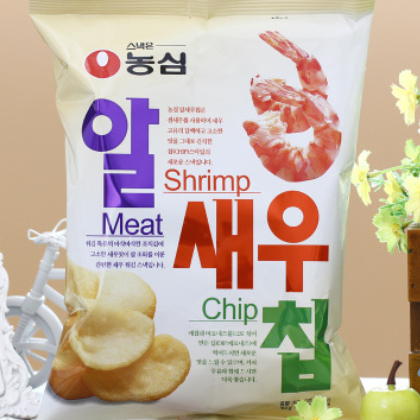 韩国进口零食品批发农心鲜虾片休闲膨化批发68克*20袋虾味