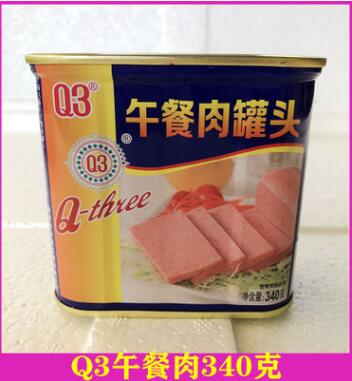 Q3午餐肉罐头即食猪肉火腿三明治麻辣香锅涮火锅食材340g*24瓶/箱
