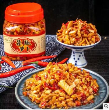 湖南农家剁椒萝卜下饭菜600g大瓶装自制香辣萝卜图2