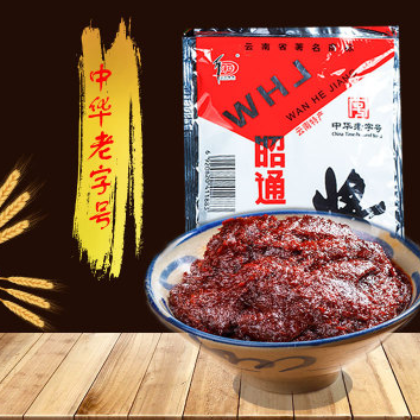 万和牌昭通酱150g云南昭通特产辣椒黄豆酱拌面米线帽子调味品调料图3