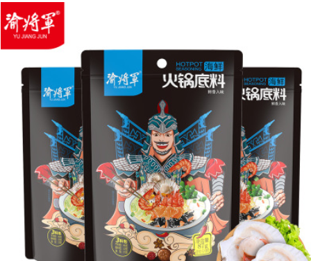 【渝将军家庭装】海鲜火锅底料 家用87g海鲜清汤汤底不辣调味料图3