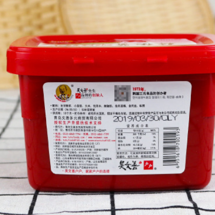 吴文善户户韩国辣椒酱炒年糕酱商用韩式辣椒酱泡菜用石锅拌饭500g图3