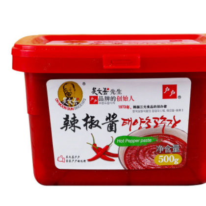 吴文善户户韩国辣椒酱炒年糕酱商用韩式辣椒酱泡菜用石锅拌饭500g图1