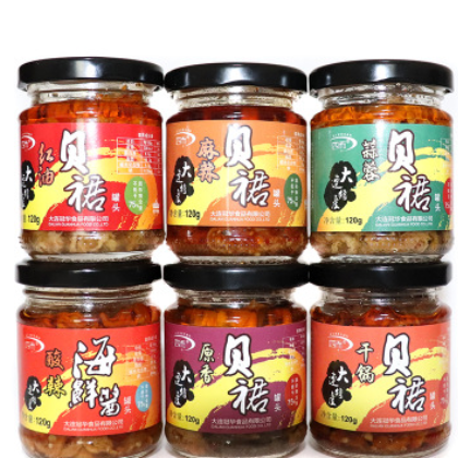 2件包邮大连罐头即食含糖裙边贝裙特产海鲜包装味拌饭香辣酱图3