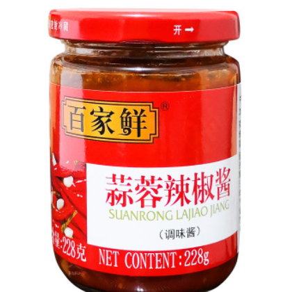 百家鲜蒜蓉辣椒酱228g 下饭菜拌面酱拌饭酱香辣剁椒酱图3