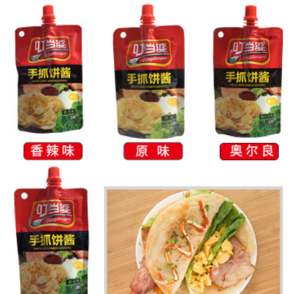 叮当婆手抓饼酱130g*50袋多口味手抓饼酱家用商家卷饼配料调味酱图2